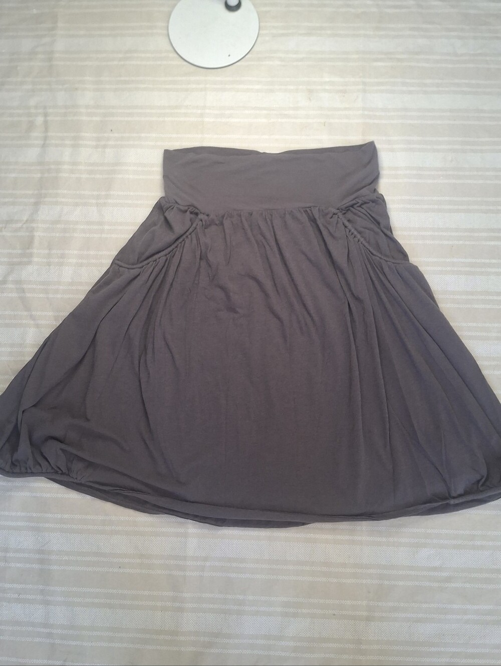 Garnet Hill Everyday Knit Skirt Gray Cotton Modal Pockets Knee length Womens L